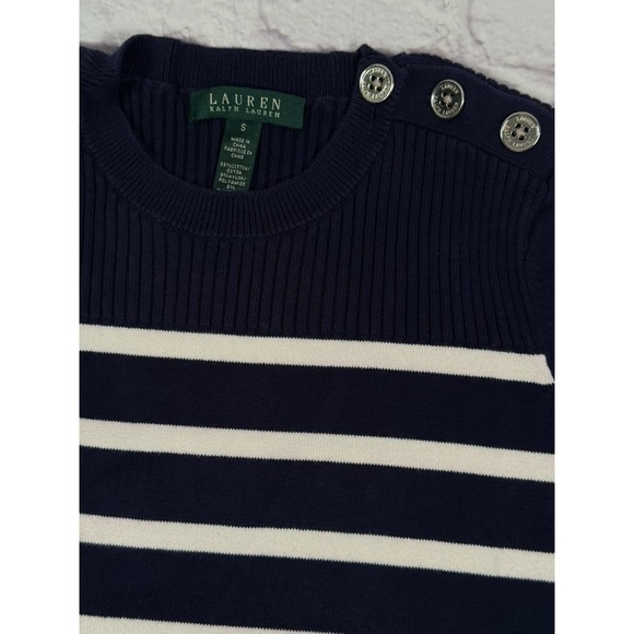Lauren Ralph Lauren Sweaters - Lauren Ralph‎ Lauren Womens Small Striped Pullover Sweater Accent Buttons